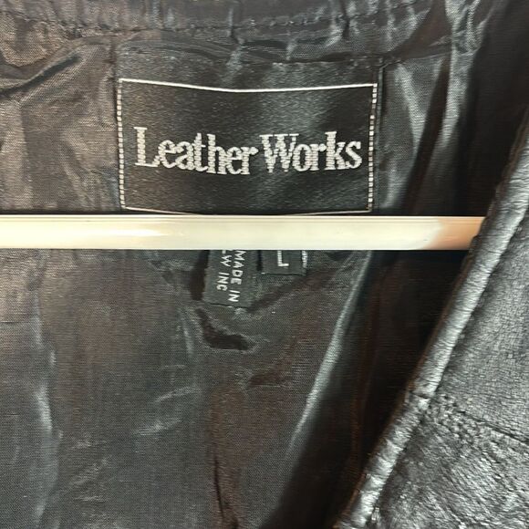 Leather Works Mens Snap Vest Motorcycle Biker Black - Picture 3 of 7